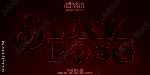 Black rose editable text effect, customizable horror and zombie 3D font style