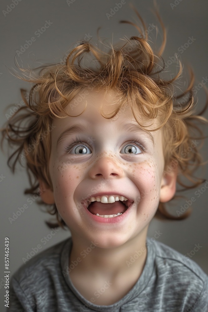 Caricature of laughing blond boy. Comic book character like edit photo Caricature of laughing blond boy. Comic book character like edit photo