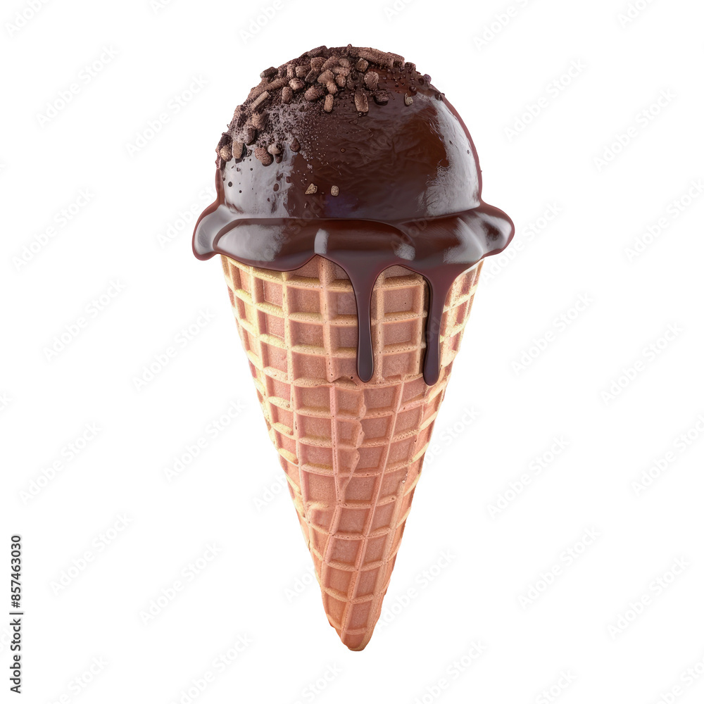 Chocolate ice cream cone with a smooth and velvety texture Chocolate ice cream cone with a smooth and velvety texture