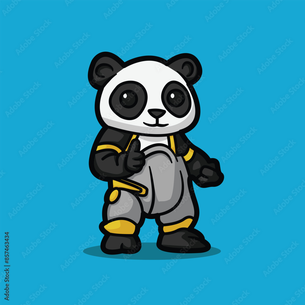 Futuristic Panda mascot say hello Futuristic Panda mascot say hello