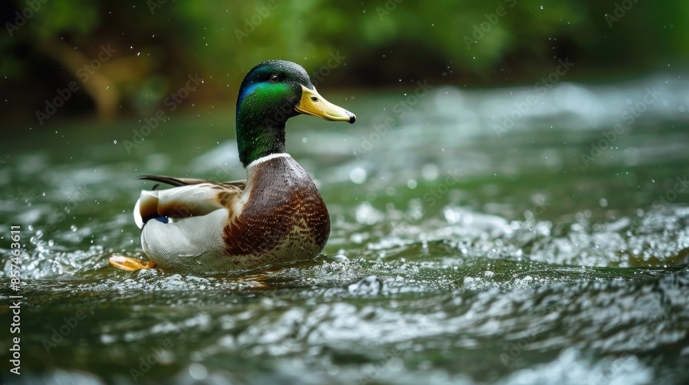 Mallard Duck Navigating a Stream Mallard Duck Navigating a Stream