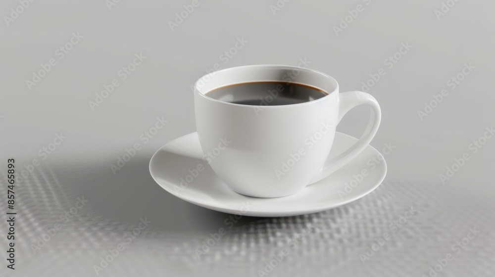 White Ceramic Coffee Cup and Saucer Generative AI White Ceramic Coffee Cup and Saucer Generative AI