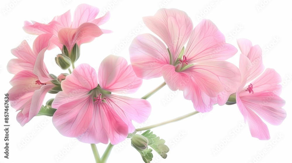 Beautiful Pink Flowers on a White Background, Generative AI Beautiful Pink Flowers on a White Background, Generative AI