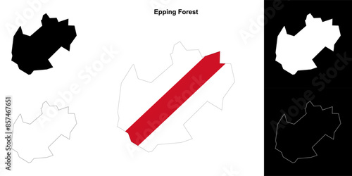 Epping Forest blank outline map set photo