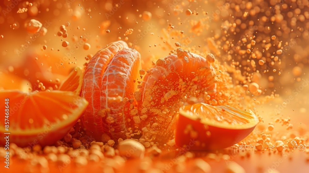Vibrant Orange Explosion of Tangerine Slices Generative AI Vibrant Orange Explosion of Tangerine Slices Generative AI