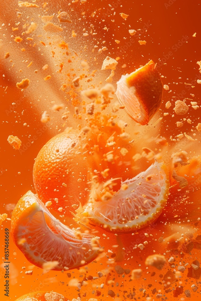 Vibrant Orange Explosion of Tangerine Slices Generative AI Vibrant Orange Explosion of Tangerine Slices Generative AI