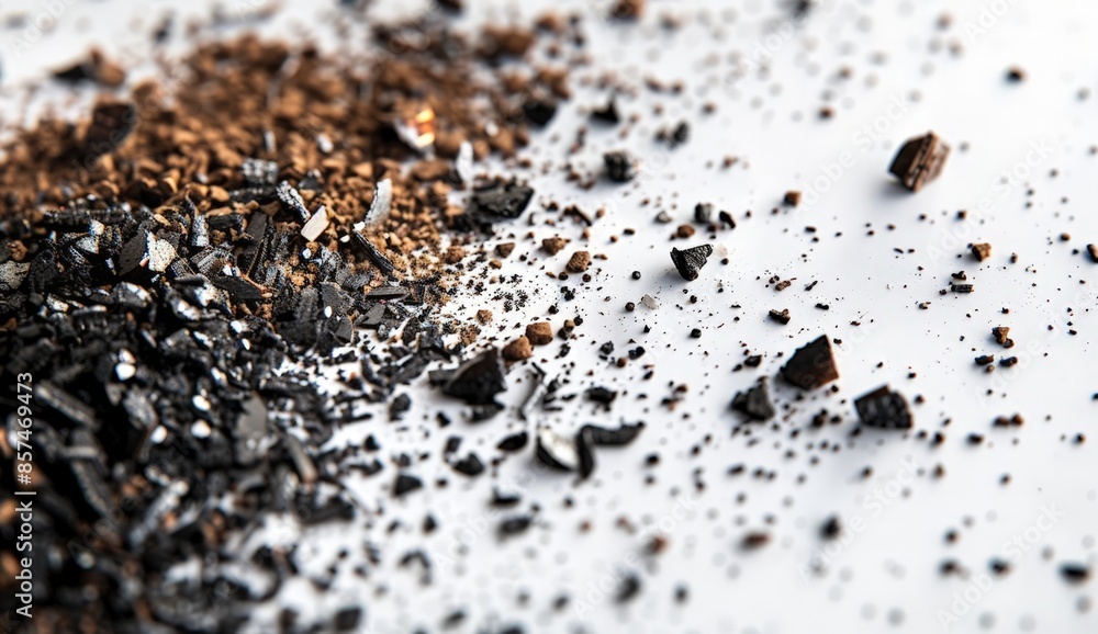 Close-up Texture of Mixed Pigments: Chalky Black and Sharp Sparks Close-up Texture of Mixed Pigments: Chalky Black and Sharp Sparks
