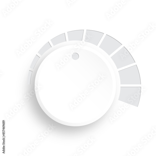 Adjust knob ui set. Control dial buttons. Neumorphic interface regulator.