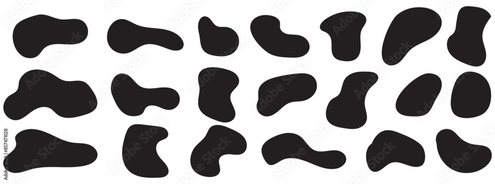 Liquids blob shape set of black icons isolated on white background. Flat vector Liquids blob shape set of black icons isolated on white background. Flat vector