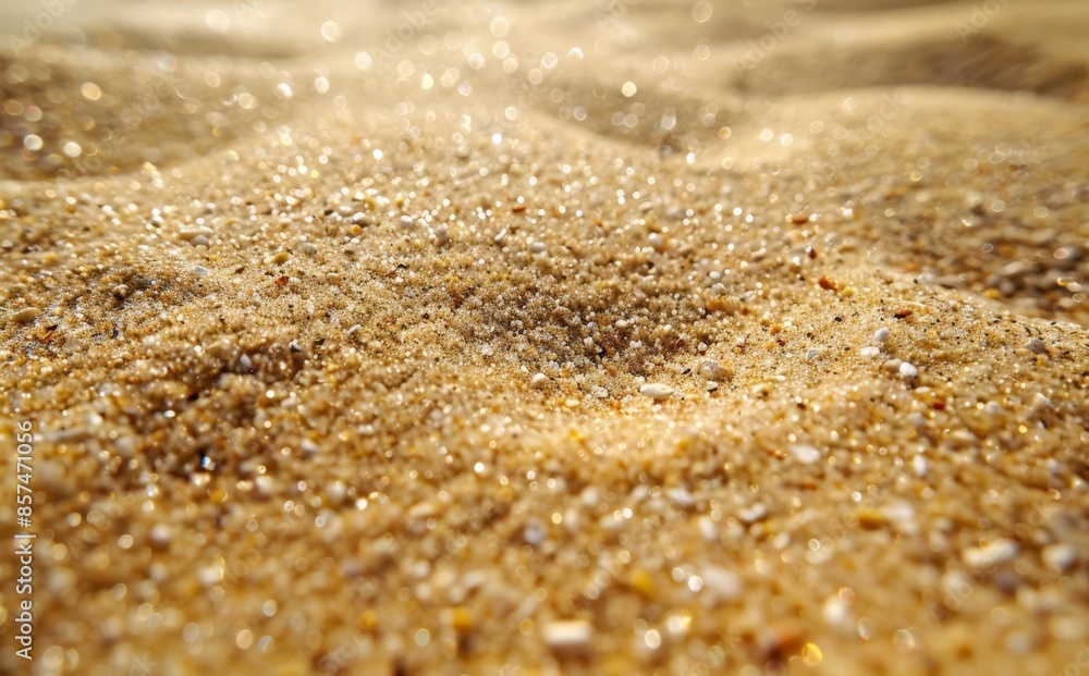 Mesmerizing Beach Sand Close-Up: Sunlit Grains Amidst Calm Water, Stress Relief Visual Mesmerizing Beach Sand Close-Up: Sunlit Grains Amidst Calm Water, Stress Relief Visual