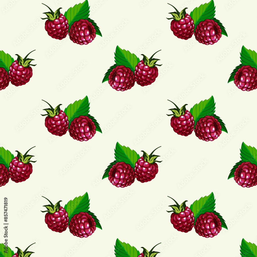 Vector pattern with raspberries.Ripe raspberries on a colored background in a vector pattern. Vector pattern with raspberries.Ripe raspberries on a colored background in a vector pattern.