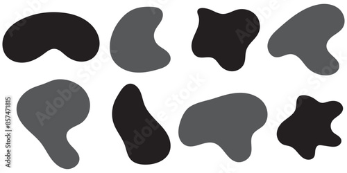Liquids blob shape set of black icons isolated on white background. Flat vector