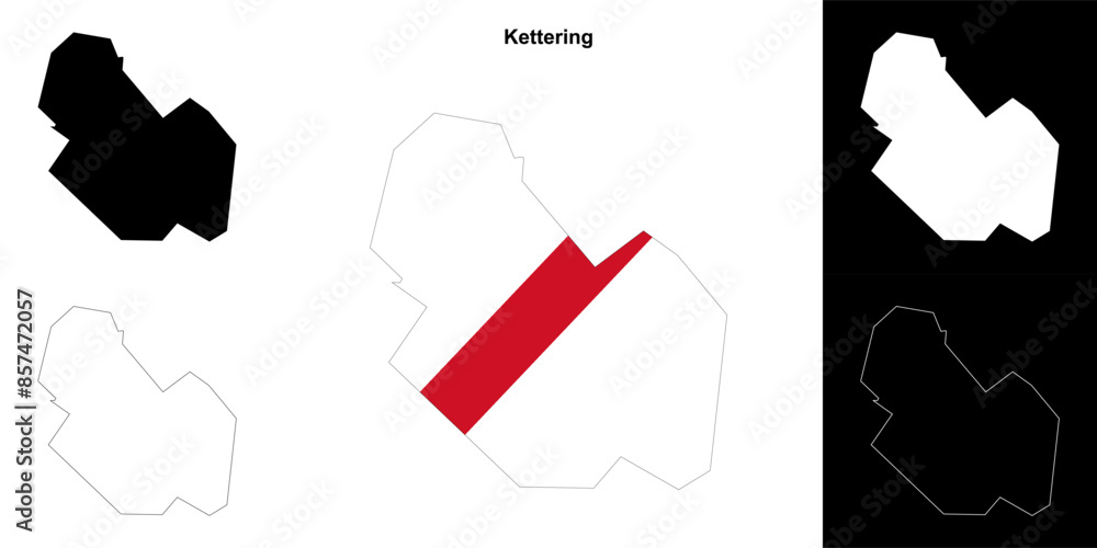 Kettering blank outline map set Kettering blank outline map set
