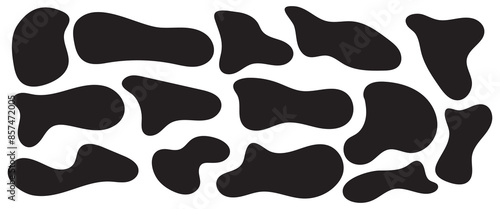 Random blob shapes. Organic blobs set. Rounded abstract organic shapes collection. Shapes of cube, pebble, inkblot, amoeba, drops and stone silhouettes.