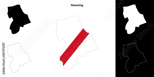 Havering blank outline map set photo