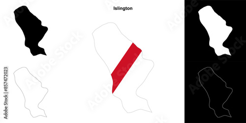 Islington blank outline map set photo