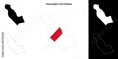 Kensington and Chelsea blank outline map set