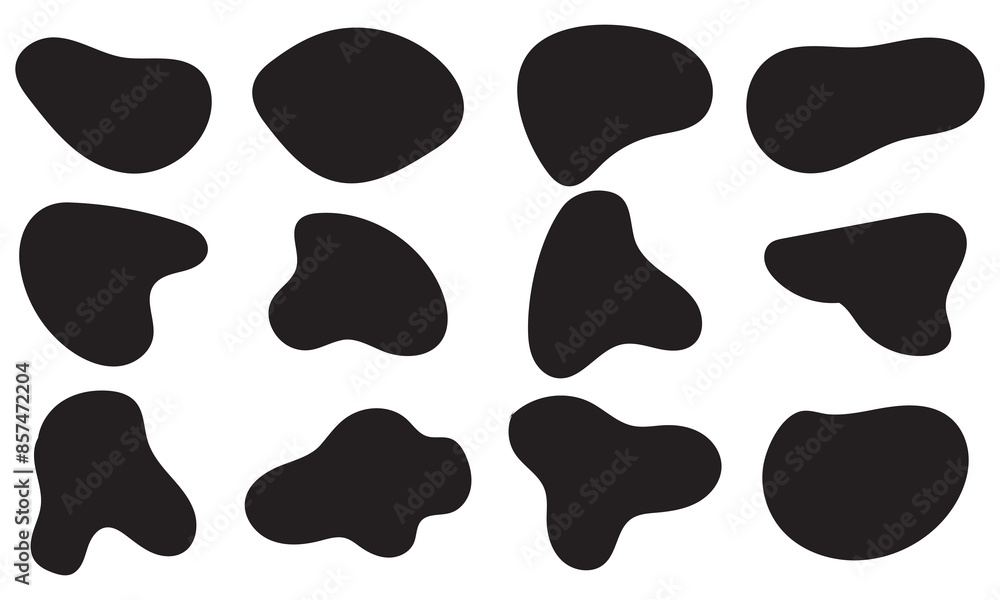 Random blob shapes. Organic blobs set. Rounded abstract organic shapes collection. Shapes of cube, pebble, inkblot, amoeba, drops and stone silhouettes. Random blob shapes. Organic blobs set. Rounded abstract organic shapes collection. Shapes of cube, pebble, inkblot, amoeba, drops and stone silhouettes.