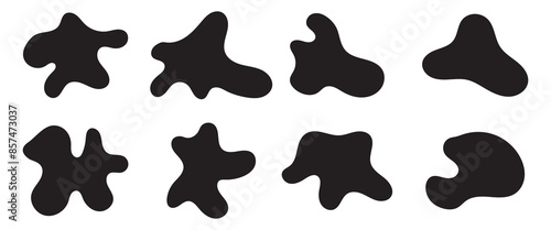 blob shape vector illustration set .Random shapes. Organic black blobs of irregular shape. Abstract blotch, inkblot and pebble silhouettes, simple liquid