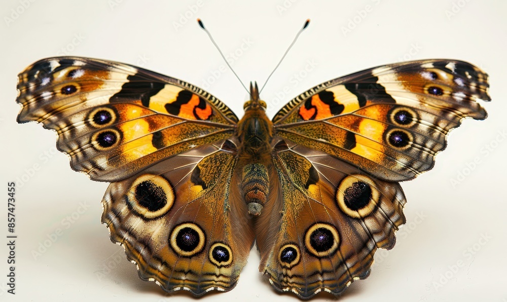 Fototapeta premium Striking Butterfly with Intricate Patterns on White Background
