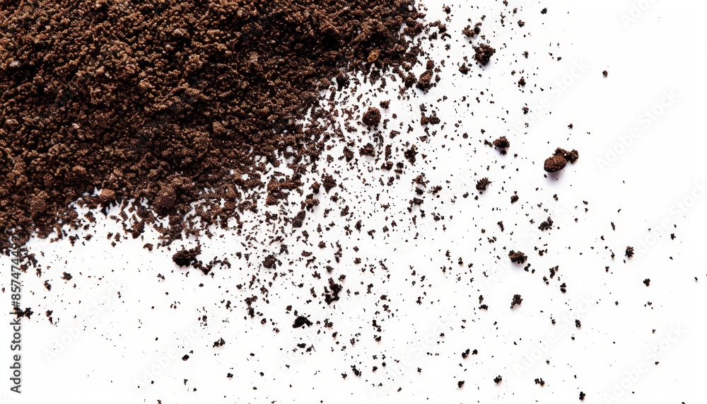 Close-up of Coffee Beans with Spilled Powder Close-up of Coffee Beans with Spilled Powder