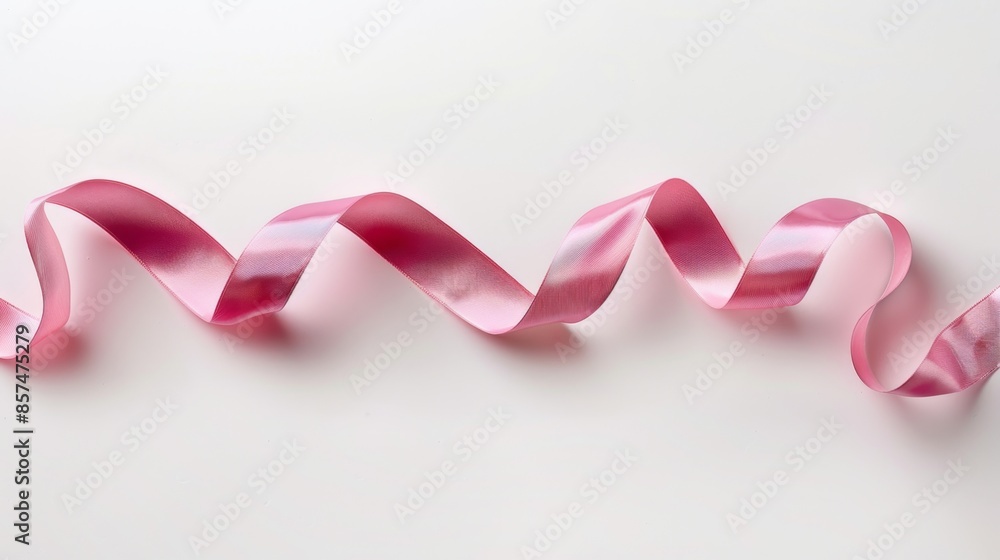 Pink Ribbon on White Background, Generative AI Pink Ribbon on White Background, Generative AI