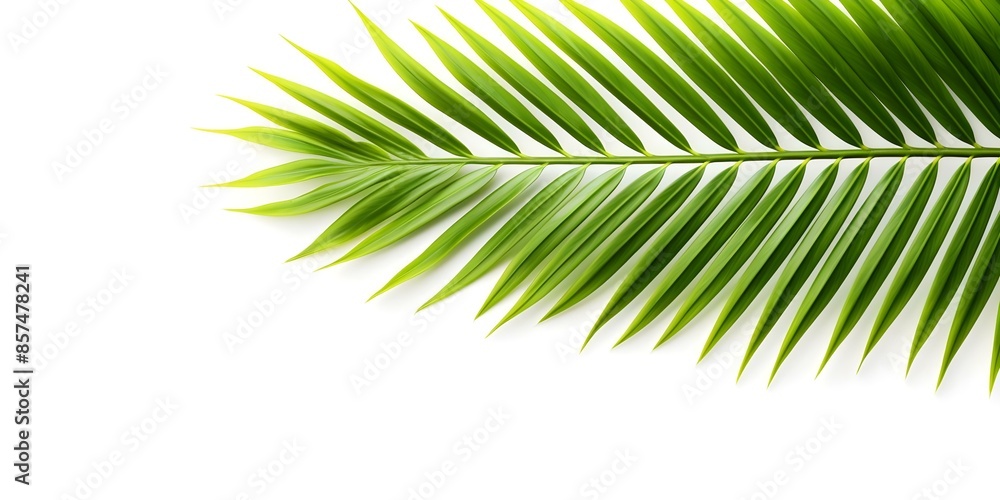 Obraz premium Palm leaf isolated on white background with copy space clipping path included. Concept Palm Leaf, White Background, Copy Space, Clipping Path, Isolated