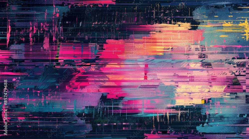 Fototapeta premium Abstract glitch effect background - Digital glitch effect with distorted lines and colors