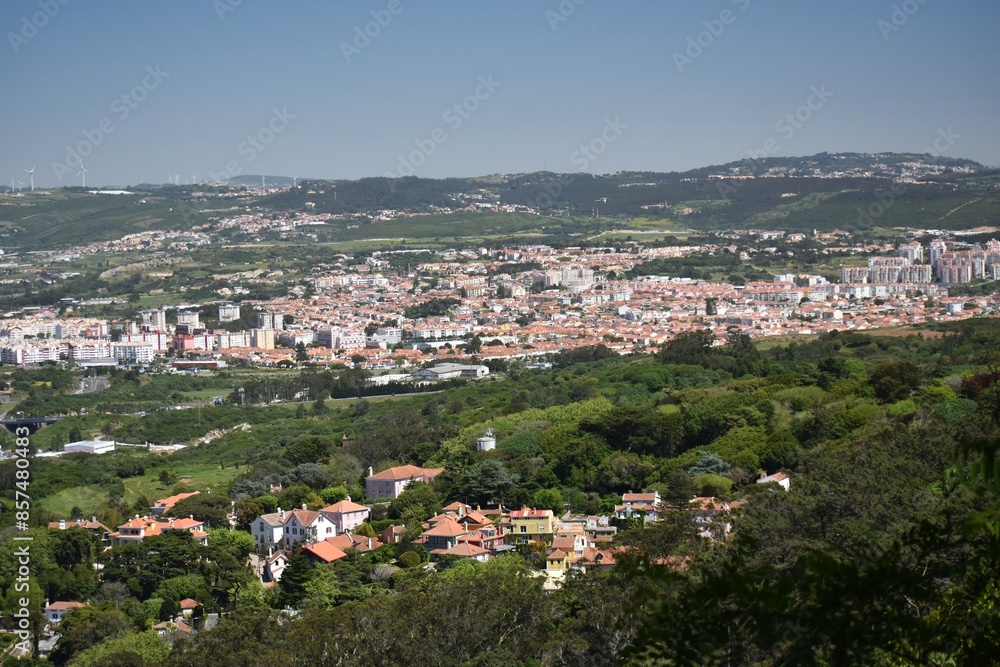 Panoramic view of Sintra town, Portugal, seen from the Moorish Castle. Panoramic view of Sintra town, Portugal, seen from the Moorish Castle.