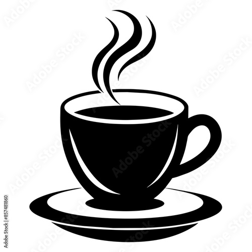 Elegant Cup of Coffee Vector Silhouette on White Background – Perfect for Design Projects