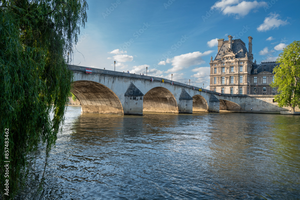 Fototapeta premium vue d'un pont sur la Seine au niveau de l'île de la Cité à Paris centre