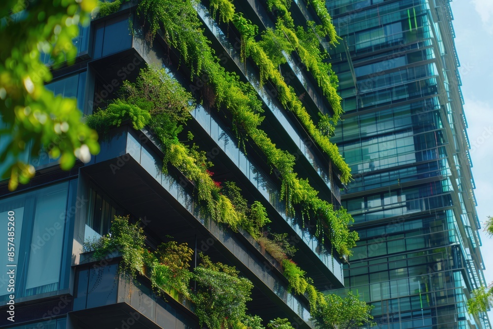Eco friendly building with vertical garden in modern city. Eco friendly building with vertical garden in modern city.
