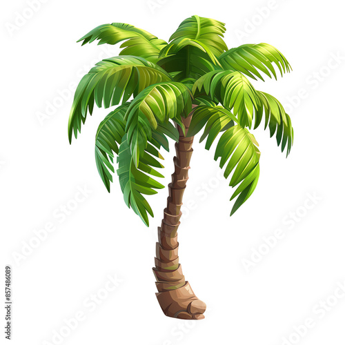 Cartoon palm tree. Vector illustration of a tropical palm tree., isolated on a transparent background.