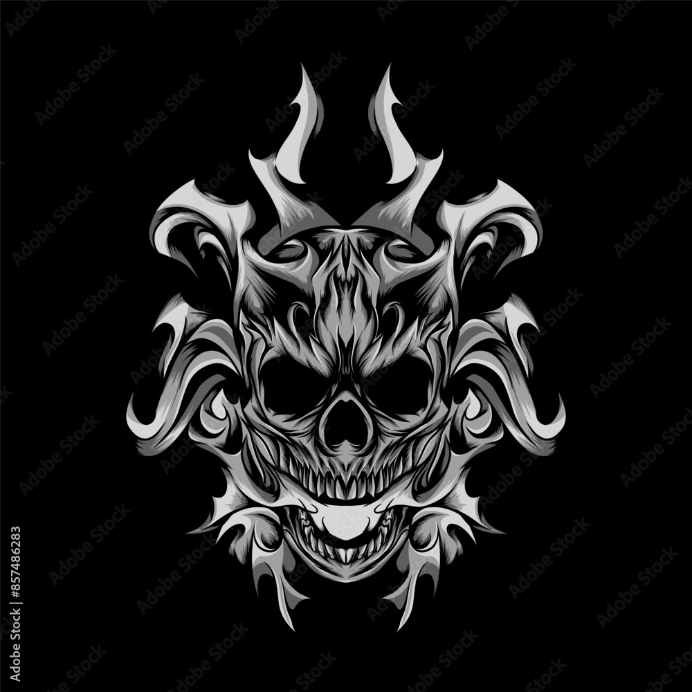 dark skull head vector illustration dark skull head vector illustration
