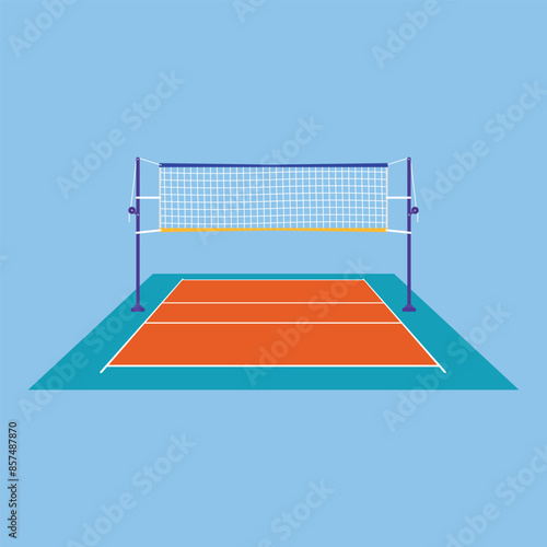 Volleyball court floor vector icon. Volleyball net. Volleyball sports floor net