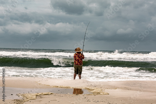 fishing on the beach