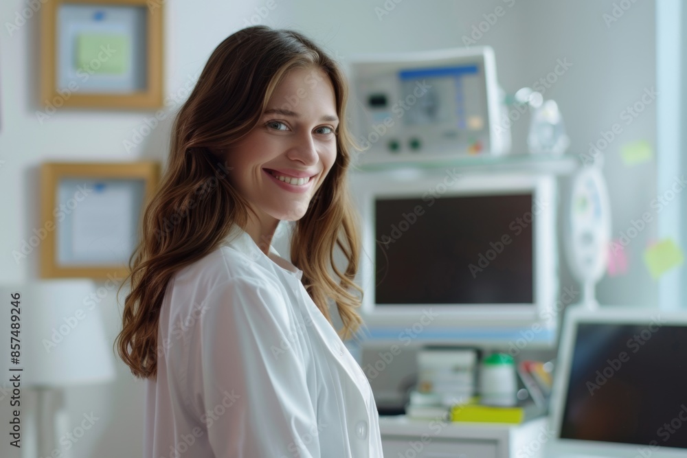 pregnant young smiling woman in doctor cabinet at consultation pregnant young smiling woman in doctor cabinet at consultation