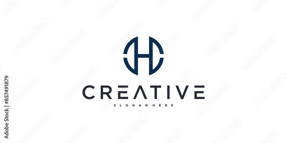 Initial H letter logo design with circle lines. Premium Vector Initial H letter logo design with circle lines. Premium Vector