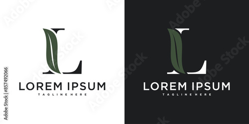 Initial letter L with leaf logo design. Premium Vector