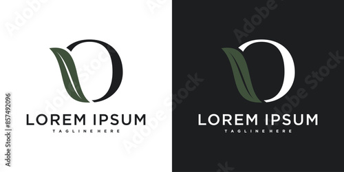 Initial letter O with leaf logo design. Premium Vector