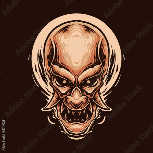 angry skull devil head vector illustration design