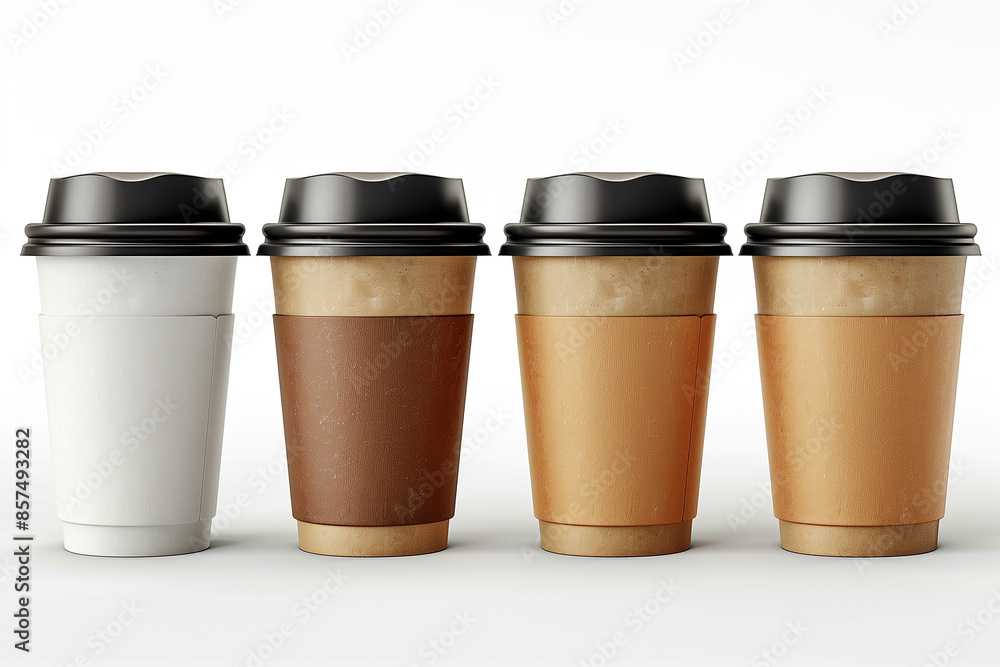 Paper coffee cups with lid isolated on white background Paper coffee cups with lid isolated on white background