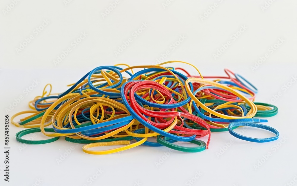 Colorful Rubber Bands in Stacked Pile Colorful Rubber Bands in Stacked Pile