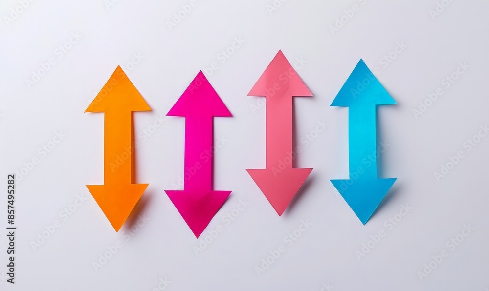 Graphic Illustration: Directional Arrows on White Background Graphic Illustration: Directional Arrows on White Background