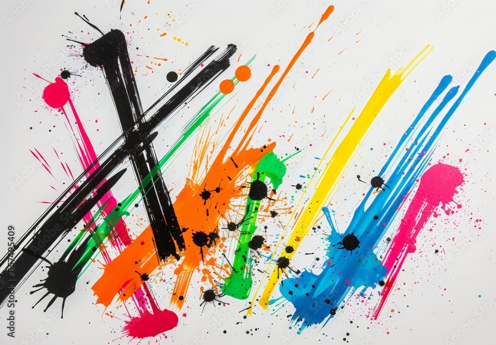 Fototapeta premium Colorful Abstract Art with Splatter Effect