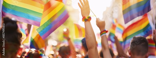 cropped view of people holding lgbt flags in park © Obsidian