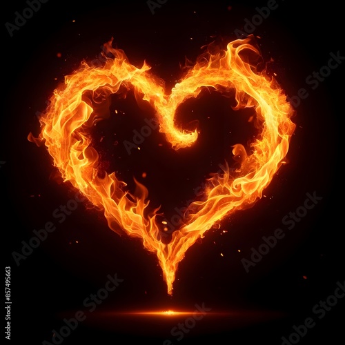 Herzsymbol komplett aus Feuer, mit Flammen, heart symbol made entirely of fire, with flames photo