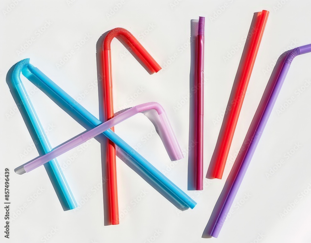 Vibrant Plastic Straws in a Row, Perfect for Parties and Drinks Vibrant Plastic Straws in a Row, Perfect for Parties and Drinks