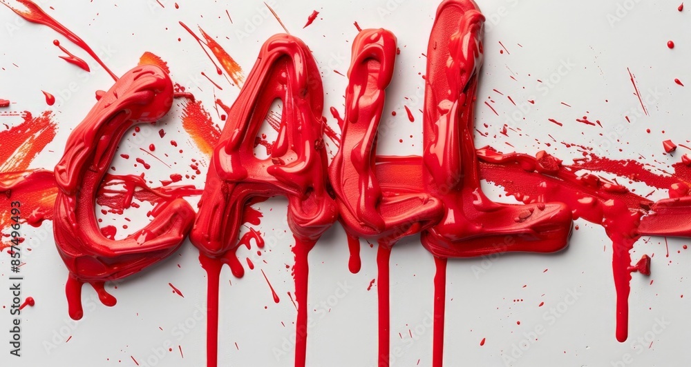 Vivid Calligraphy with Splattered Paint and Red Tone Background Vivid Calligraphy with Splattered Paint and Red Tone Background