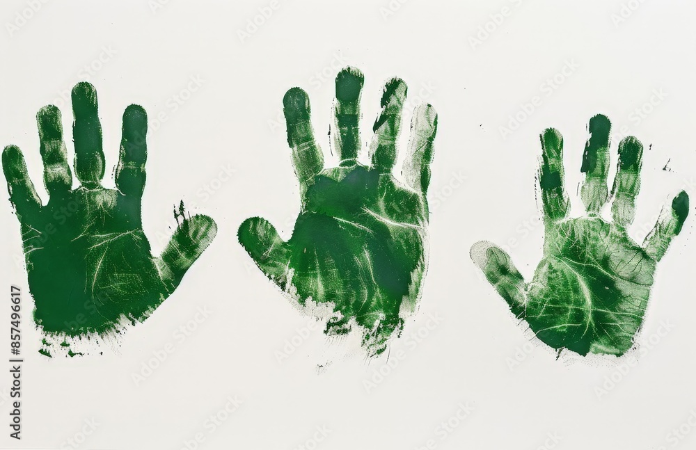 Handprint Art: Green Ink on White Paper Handprint Art: Green Ink on White Paper